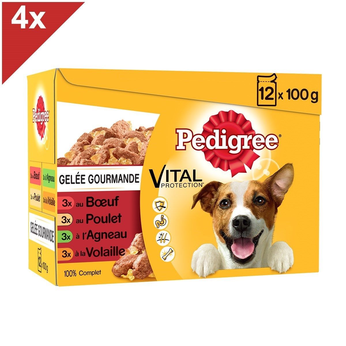 Pedigree 48 Sachets Fraîcheur En Gelée 4 Variétés Pour Chien 100g (4x12)