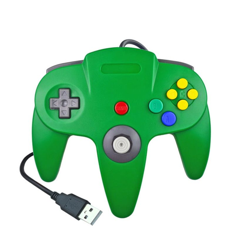 Vert Manette De Jeu Filaire Usb N64 Pour Nintendo 64, Contrôleur, Joystick Pour Console Classique 64, Pour Ordinateur Mac Et Pc