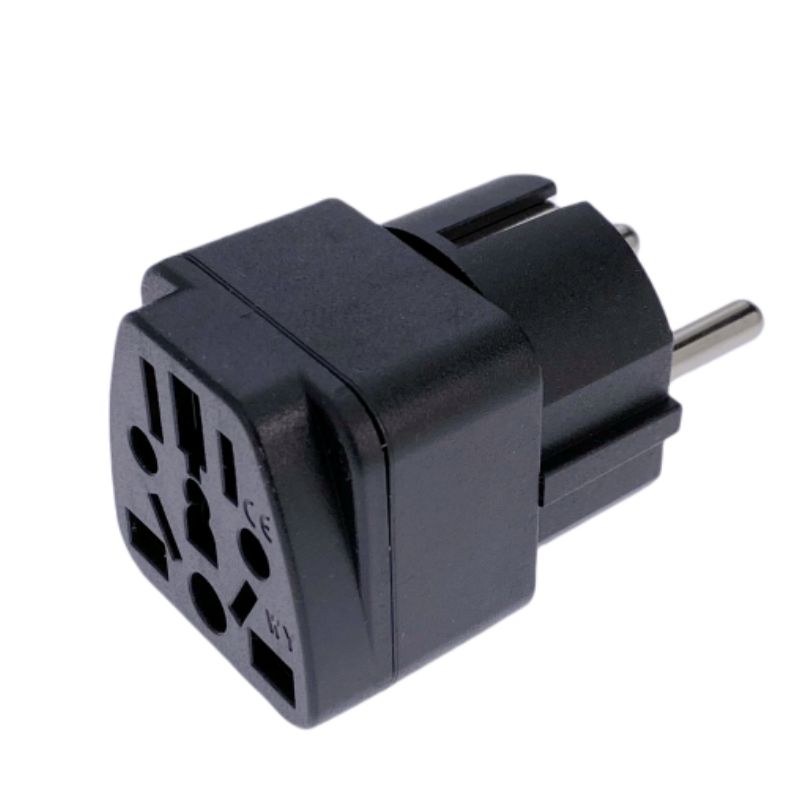 Adaptateur de chargeur de voyage universel,convertisseur de prise de courant alternatif,prise Schuko,Italie,Suisse,Inde,Royaume-Uni,États-Unis,AU vers l'UE,Allemagne,Russie - Type black-EU