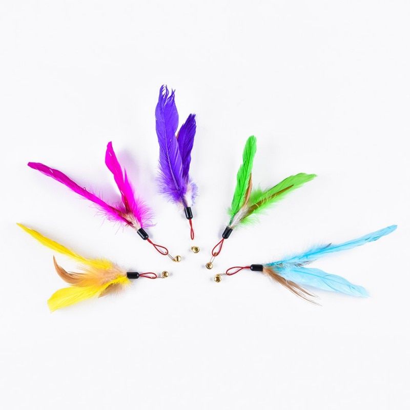 Chat De Compagnie Jouets Interactifs Chat Drôle Télescopique Plume Tige Teaser Tige Baguette Jouets 5pcs Replacement D