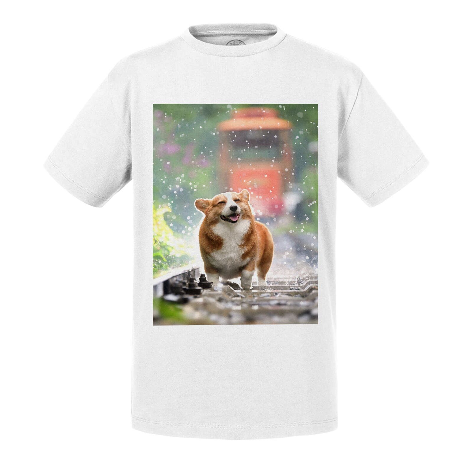 T-Shirt Enfant Welsh Corgi Petit Chien Mignon Poils Longs Mignon Rail Train