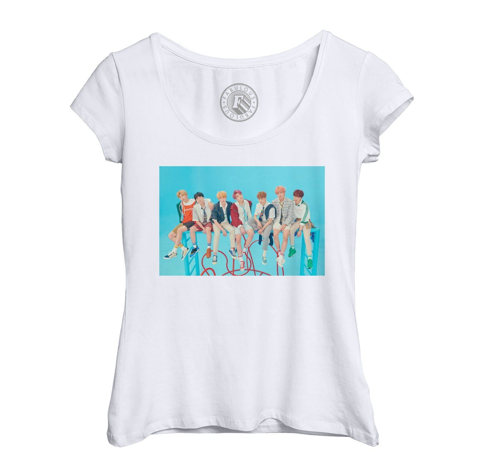 T-Shirt Femme Col Echancré Bts Love Yourself: Answer Groupe Entier Toit K Pop Stars