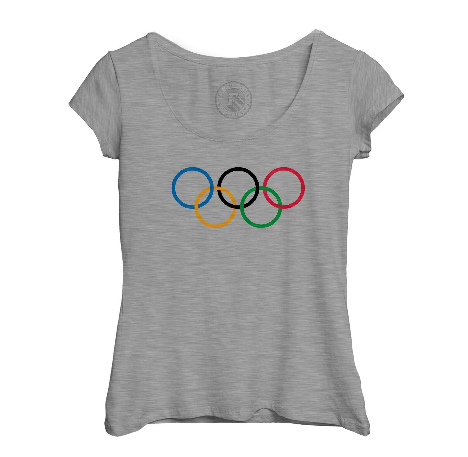 T-Shirt Femme Col Echancré Anneaux Olympiques Jeux Olympiques Tokyo 2020 Sport