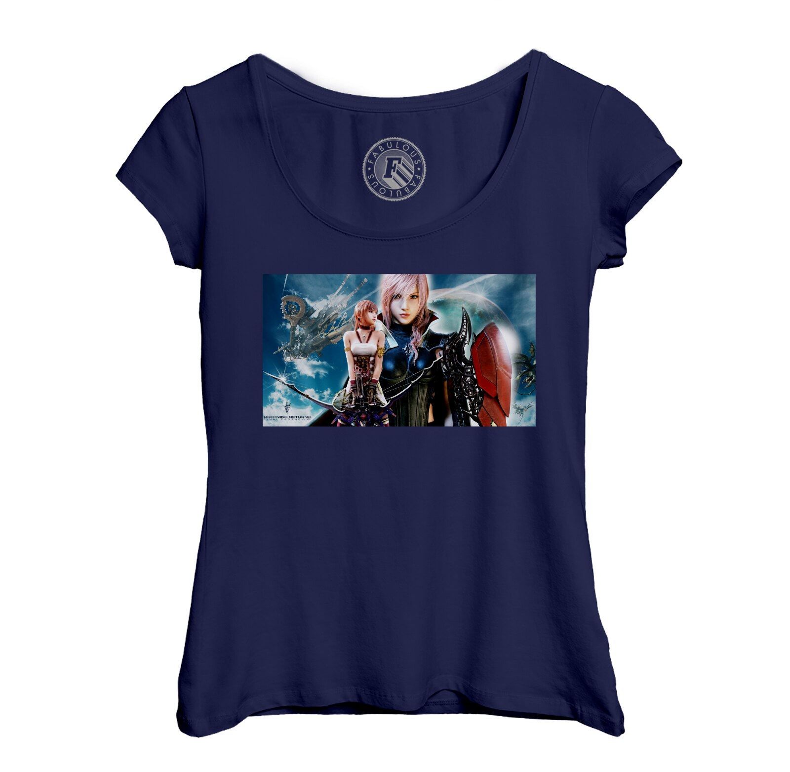 T-Shirt Femme Col Echancré Final Fantasy Xiii Lightning Returns Fantastique Jeux Video Rpg