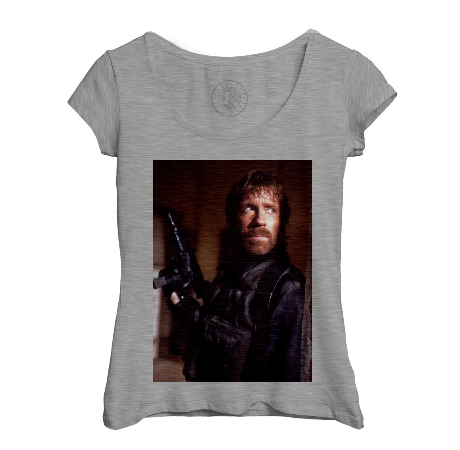 T-Shirt Femme Col Echancré Chuck Norris Delta Force Arme Film Action