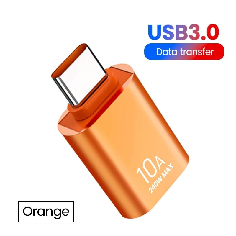 Adaptateur Otg Usb 3.0 Vers Type C,Adaptateur Usb Femelle Vers Type C Mâle,Adaptateur De Charge Rapide Otg Usb C Pour Xiaomi,Samsung,Ordinateur Portable,Pc,10a - Type Orangea