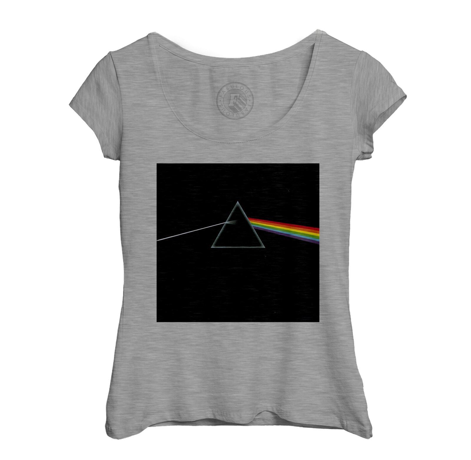 T-Shirt Femme Col Echancré Pink Floyd Dark Side Of The Moon Album Cover Rock 70's