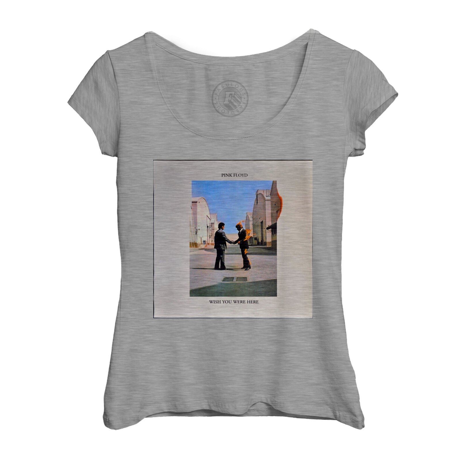 T-Shirt Femme Col Echancré Pink Floyd Wish You Were Here Album Cover Rock 70's