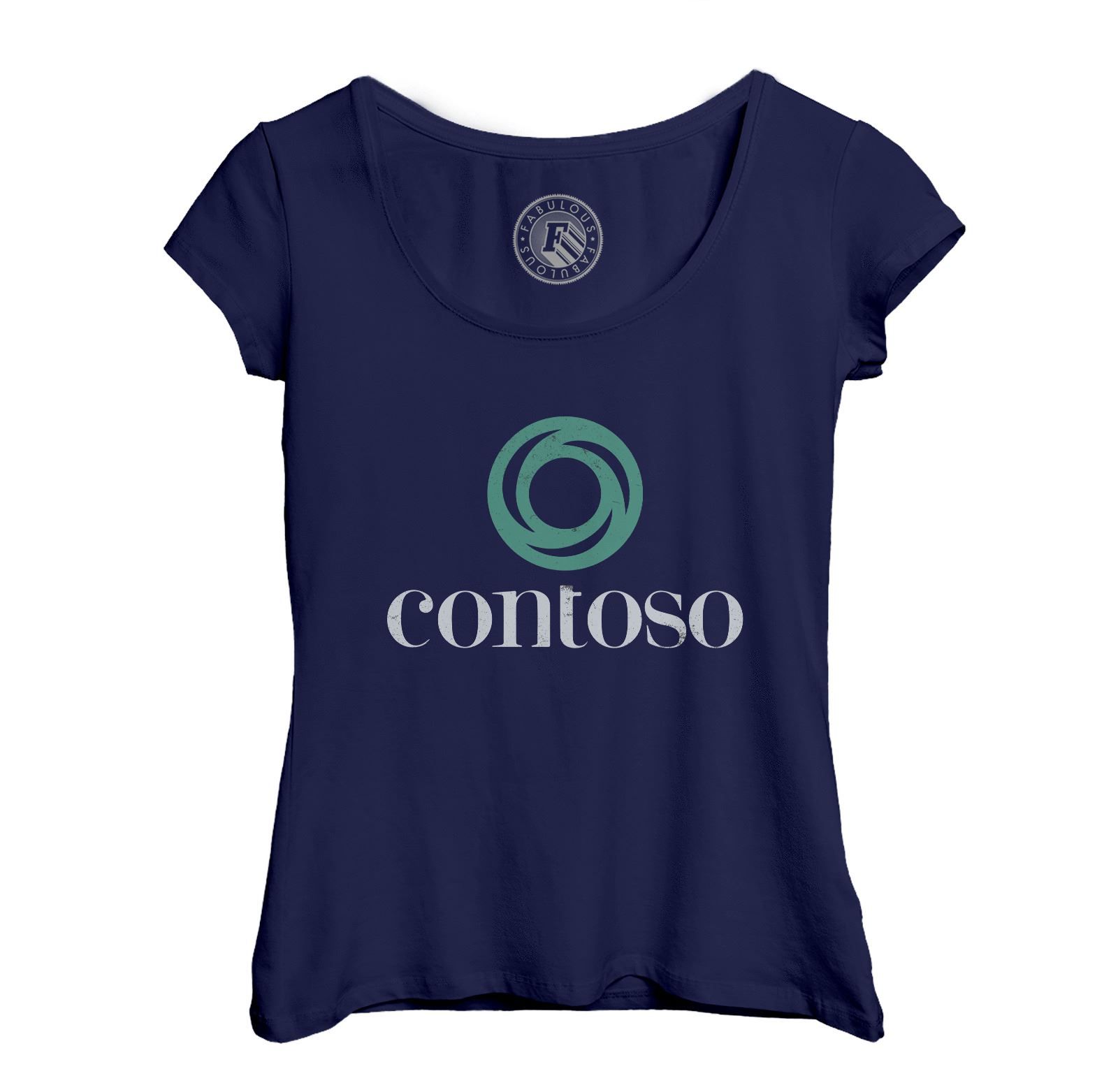 T-Shirt Femme Col Echancré Contoso Geek Ordinateur Informaticien