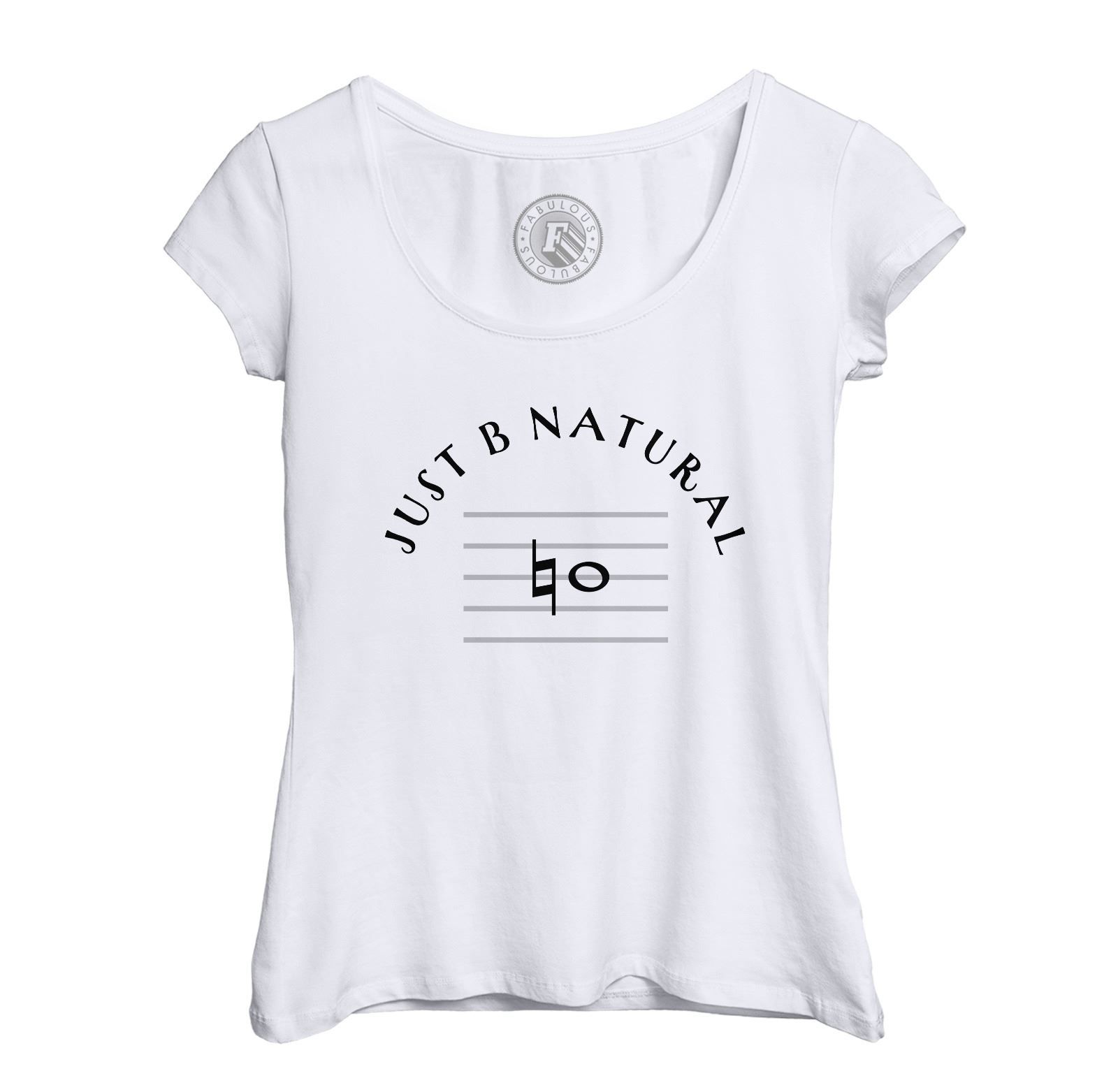 T-Shirt Femme Col Echancré Just B Natural Musique Musicien Instrument Solfège