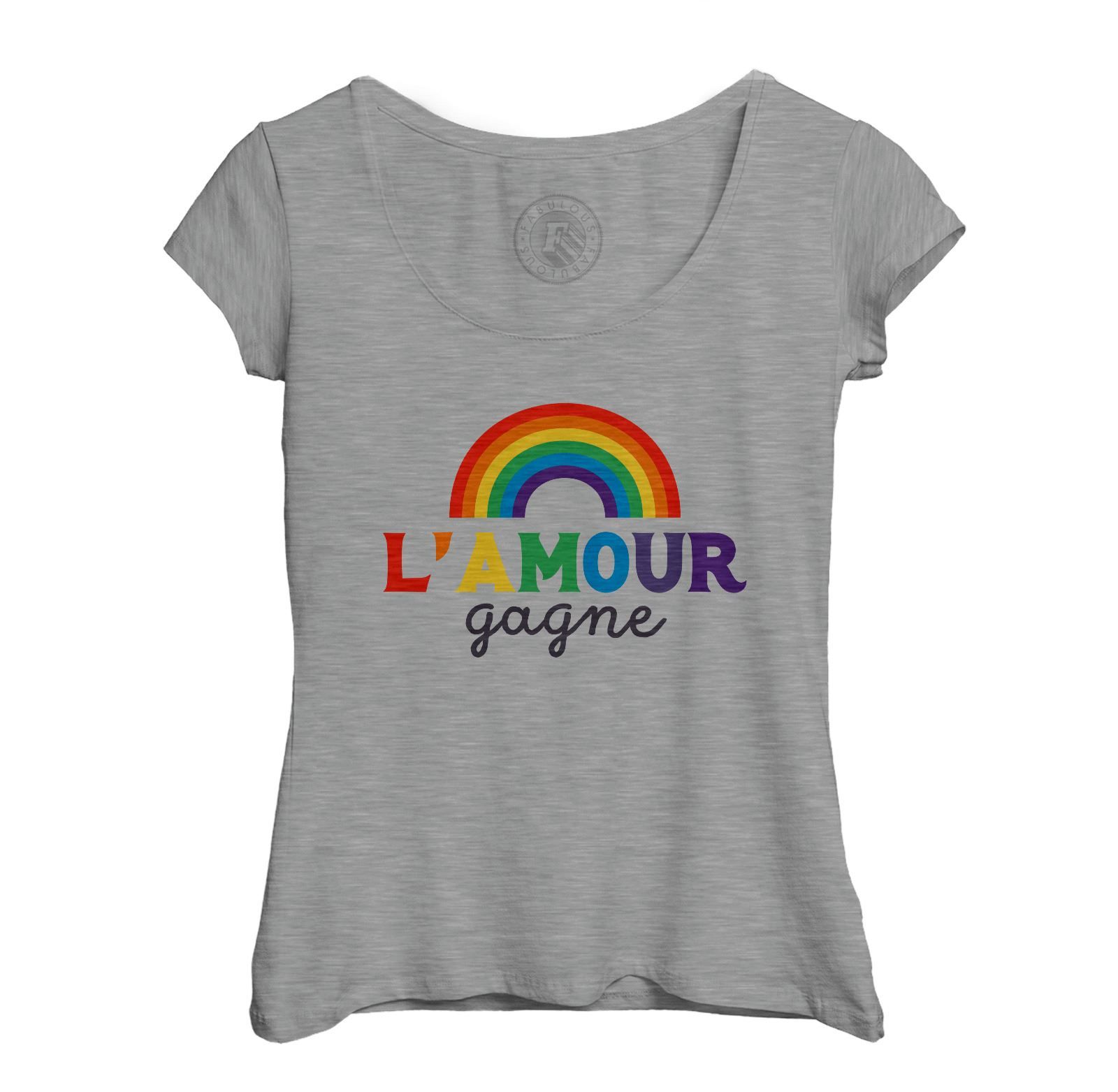 T-Shirt Femme Col Echancré L'amour Gagne Lgbtq+ Gay Lesbien Pride