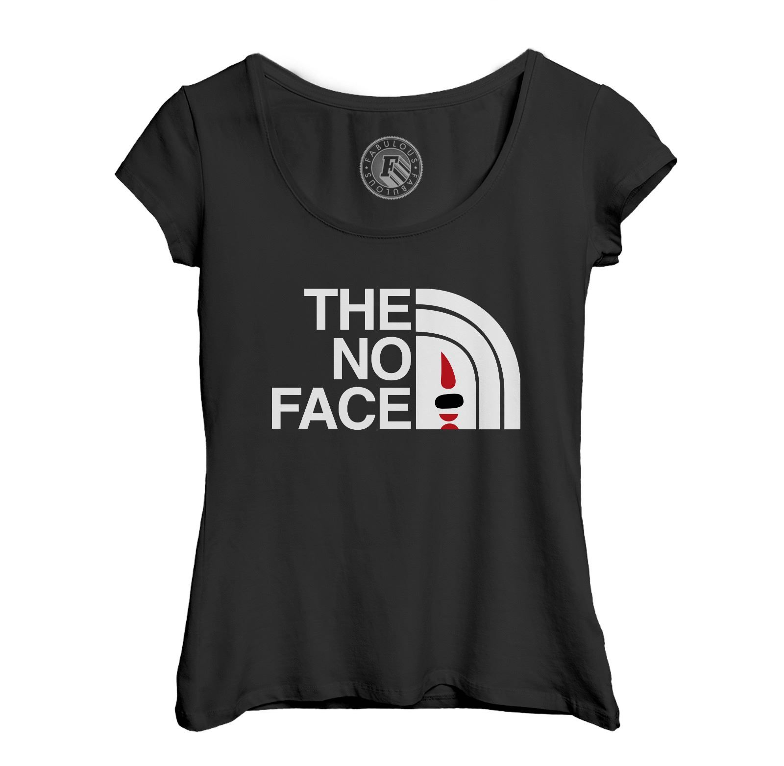 T-Shirt Femme Col Echancré The No Face Parodie Film Marque Japon Anime