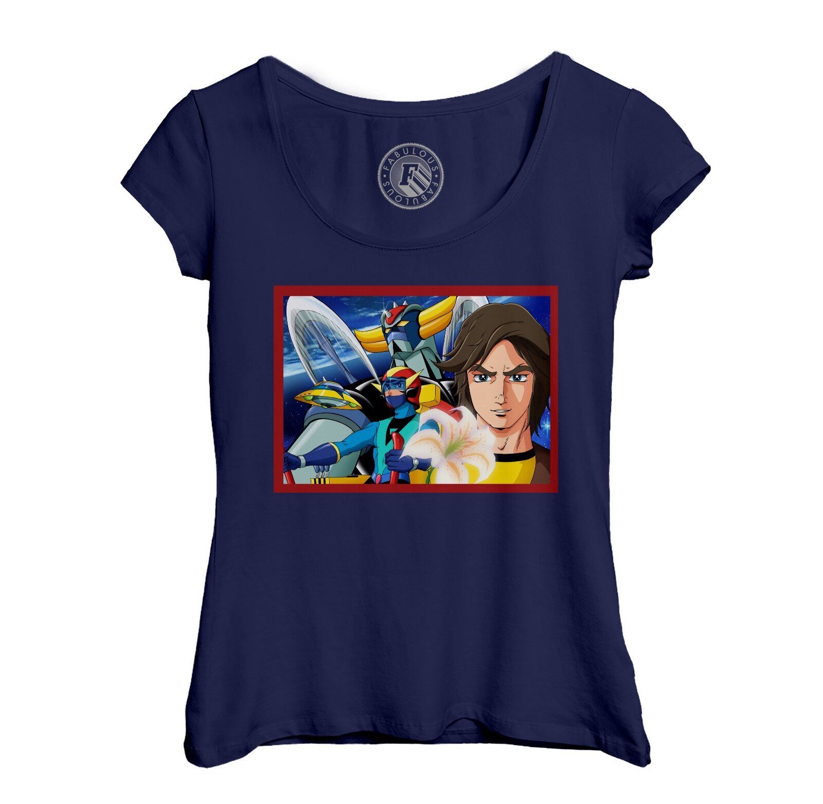 T-Shirt Femme Col Echancré Goldorak Grendizer Actarus Alcor Manga Mecha Anime