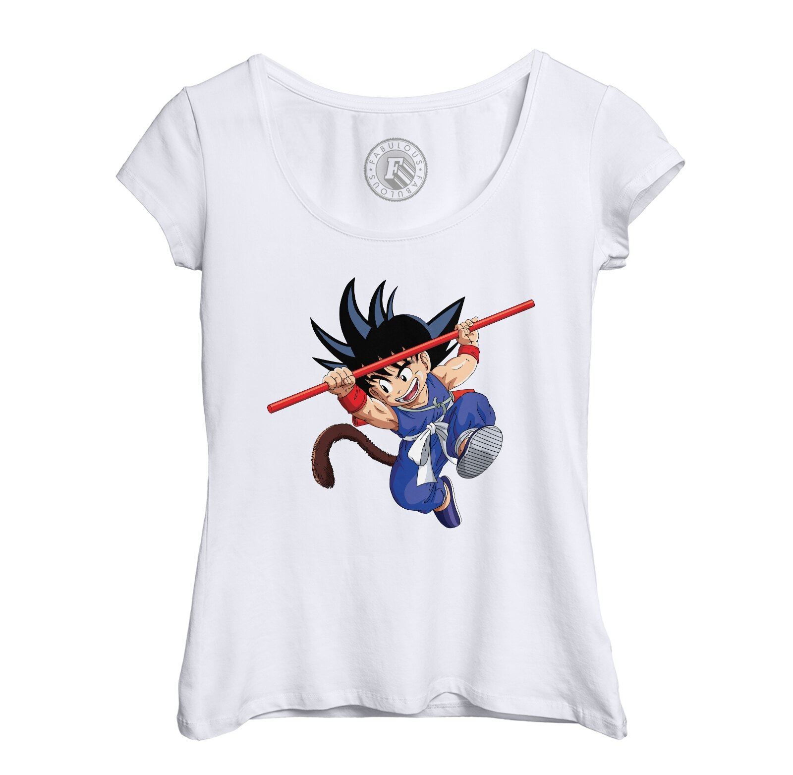 T-Shirt Femme Col Echancré Dragon Ball Goku Blue Manga Dbz Anime Japon