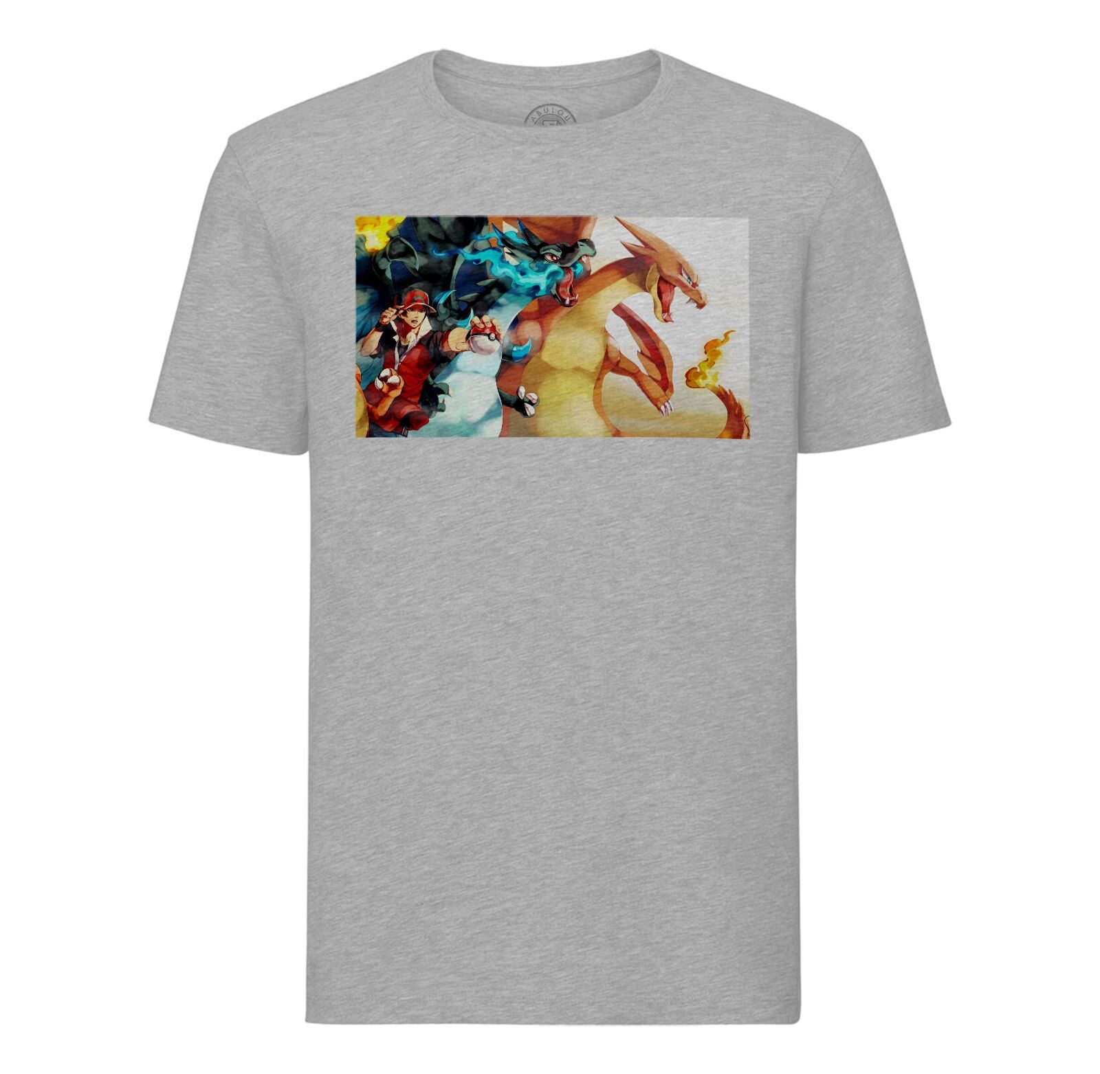 T-Shirt Homme Col Rond Pokemon Dracofeu Charizard Peinture Fan Art