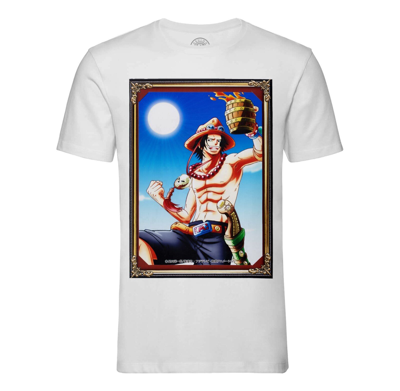 T-Shirt Homme Col Rond One Piece Manga Portgas D Ace Japon Anime