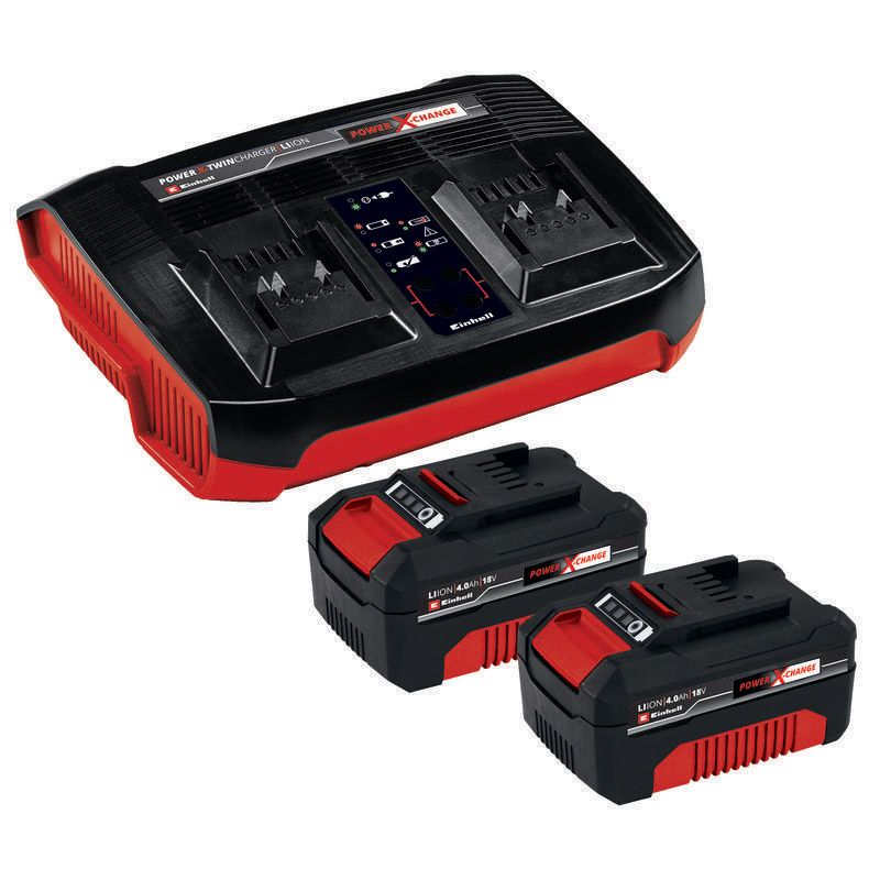Starter Kit Einhell avec batterie et chargeur Power X Change lithium ion 18 V 2 batteries 4 0 Ah et chargeur double - vue 2