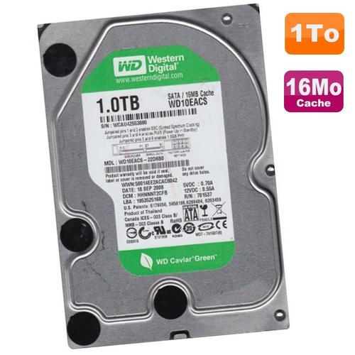 Disque Dur 1To Western Digital Wd10Eacs-22D6B0 3.5" Sata Caviar Green 7200 16Mo