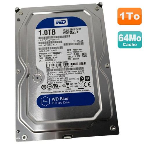 Disque Dur 1To Wd Blue Sata III 3.5" Wd10Ezex-60Wn4A0 837117-001 7200Rpm 64Mo
