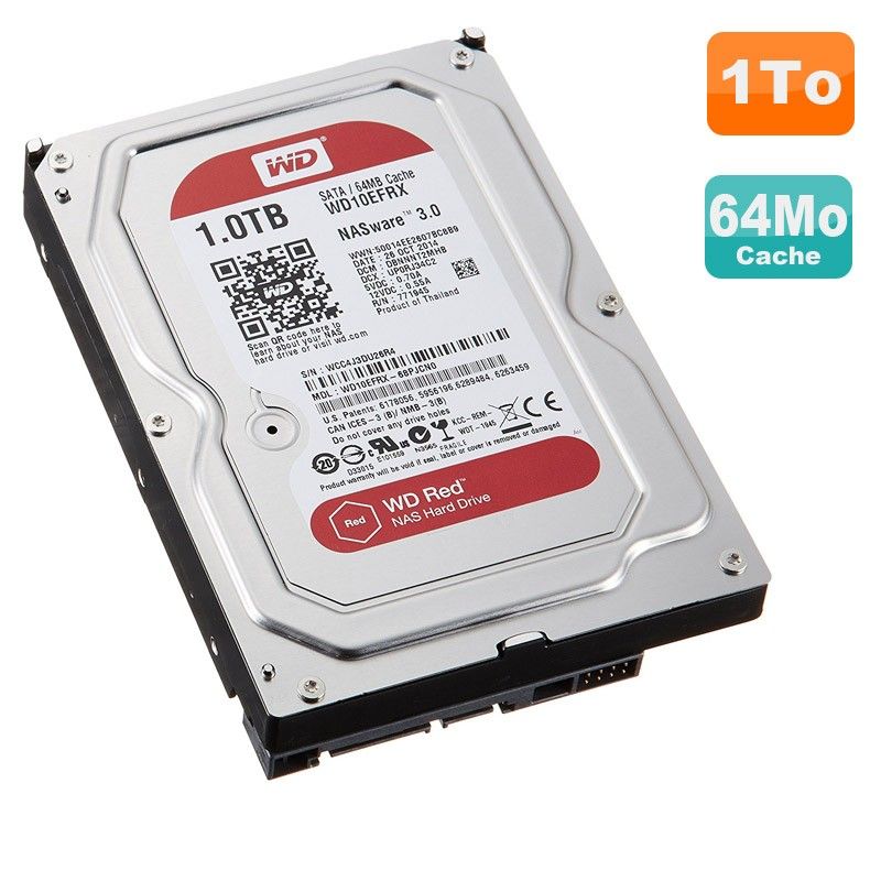 Disque Dur 1To Western Digital NASware 3.0 SATA 3.5 WDRED WD10EFRX-68PJCN0 64MB