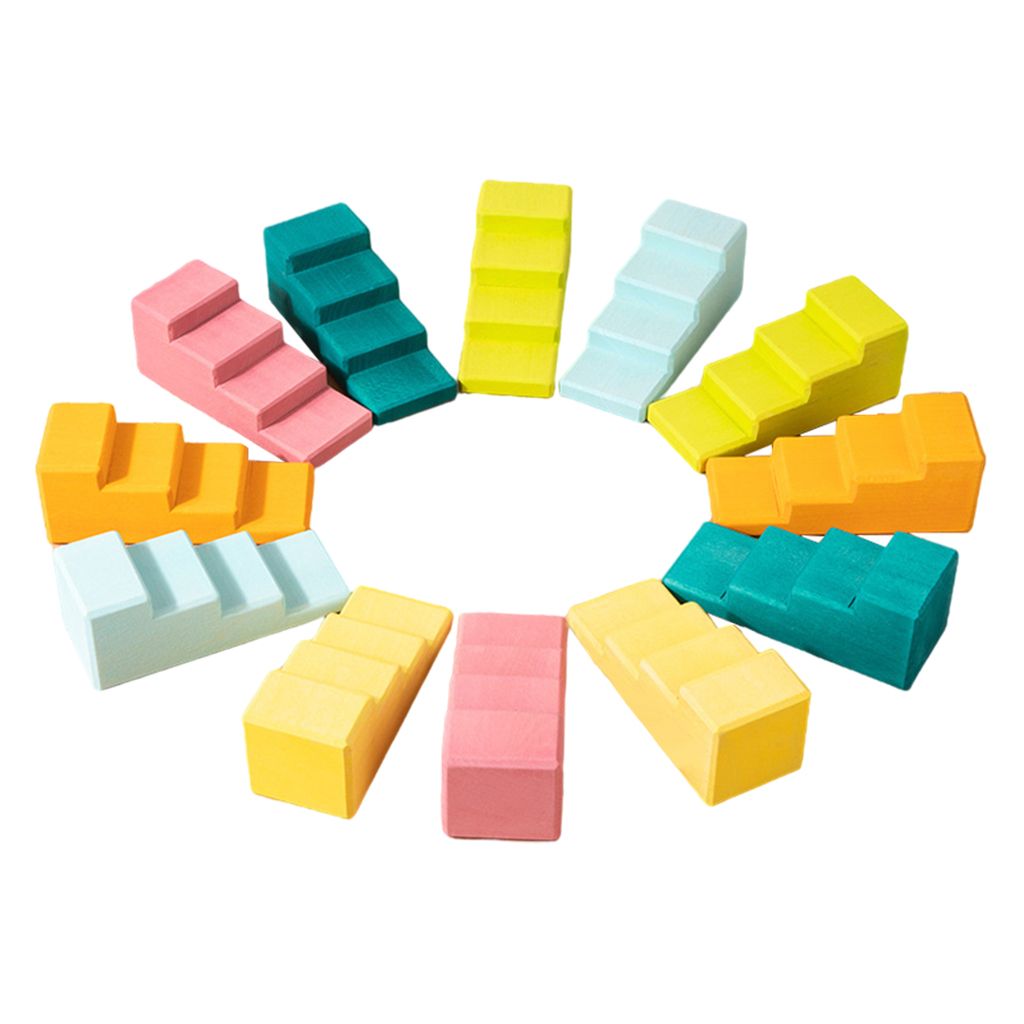  - Jouets D'empilage En Bois Pour L'apprentissage Construire Des Escaliers Pour Les Activités De La Maternelle 2-4 Ans Enfants Filles Garçons Macaron