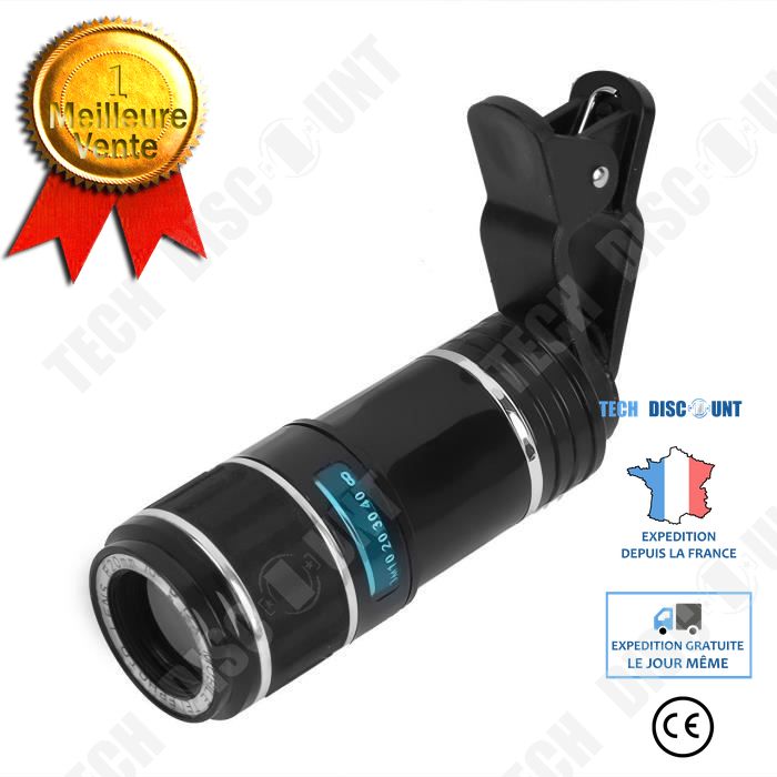 Objectif pour smartphone 12X optique zoom télescope caméra objectif clip télescope de téléphone portable couleur noir bleu