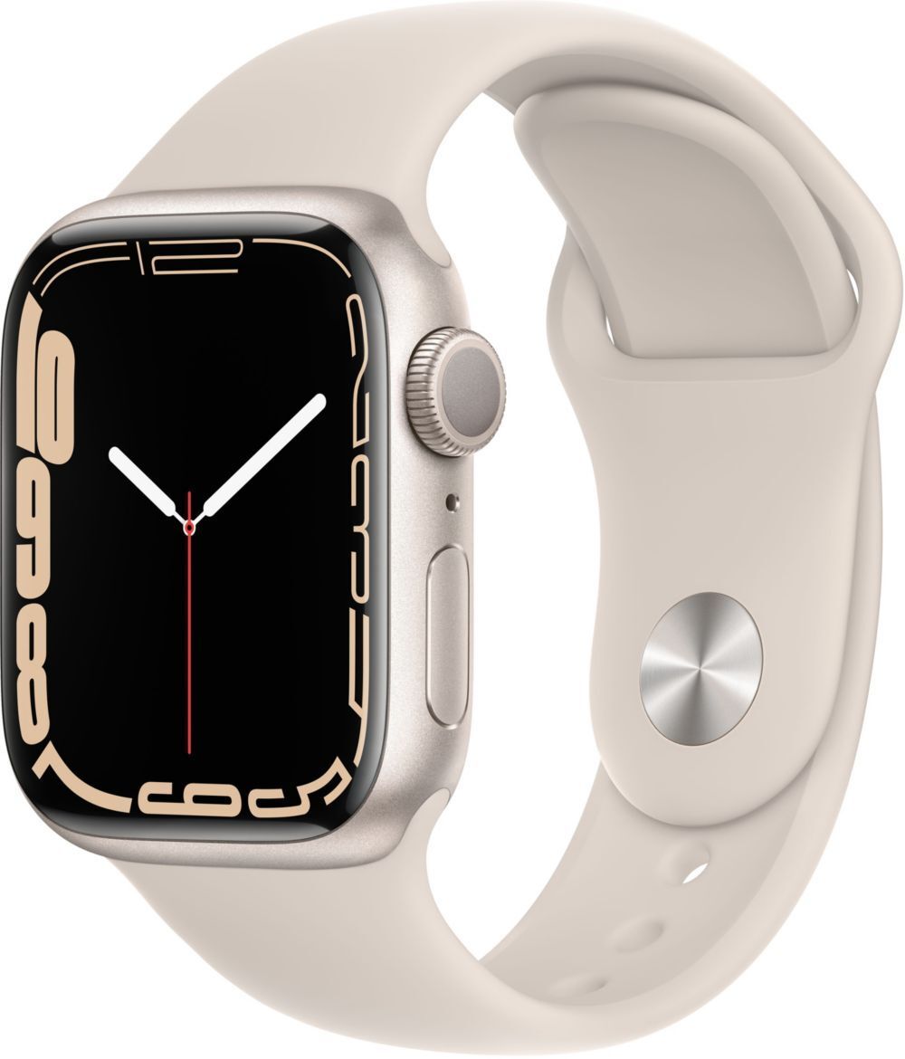 Apple Watch Series 7 (GPS) - Boitier 41 mm Aluminium Lumière stellaire avec Bracelet Sport Lumière stellaire