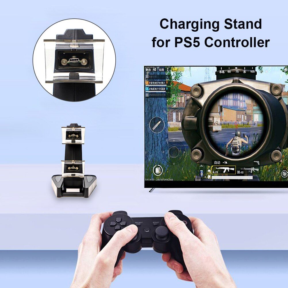 Manette De Jeu Led Avec Double Chargeur, Accessoires Pour Console Sony Playstation 5 Ps5