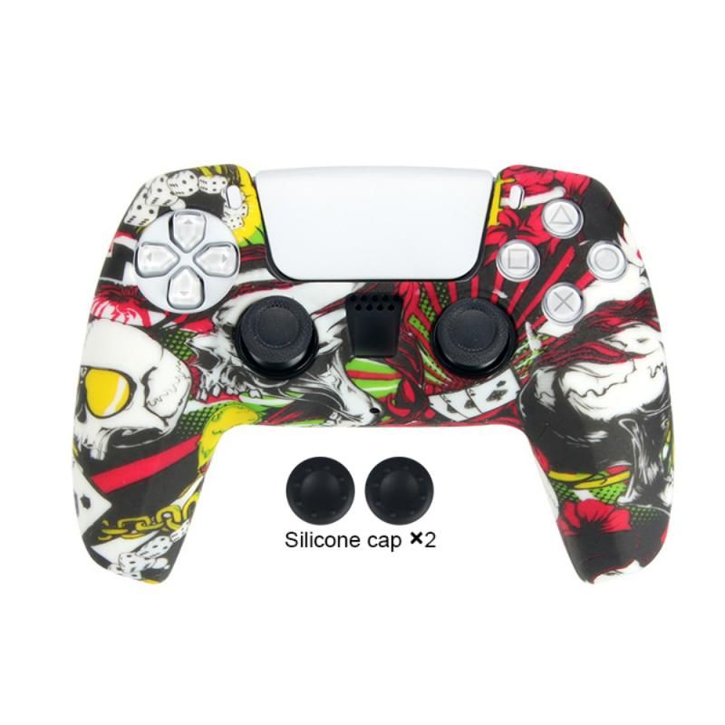 Housse De Protection En Silicone Pour Manette De Jeu Ps5, Camouflage/Transfert D'eau, Couvercle De Protection Anti Chute Pour Poignée P5, Capuchon À Bascule