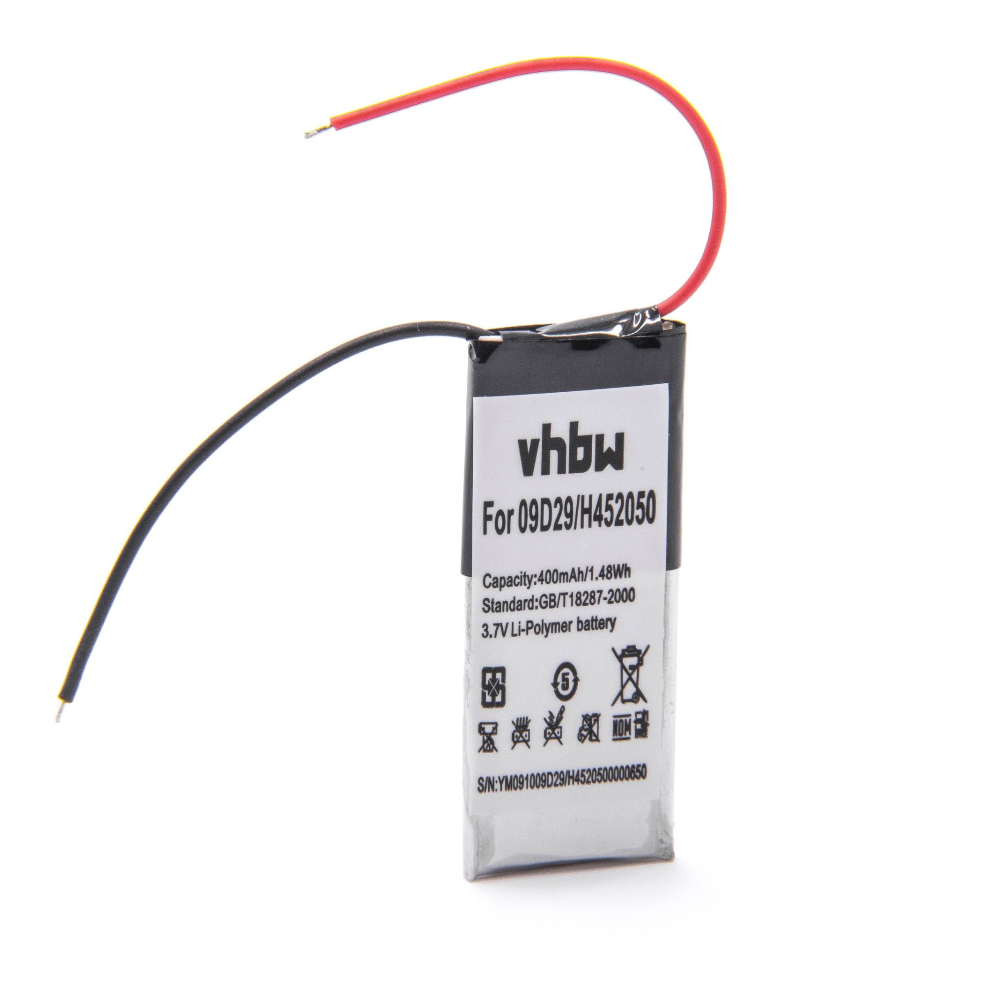 vhbw Batterie compatible avec Cardo Scala Rider Freecom 2 casque audio, écouteurs sans fil (400mAh, 3,7V, Li-polymère)