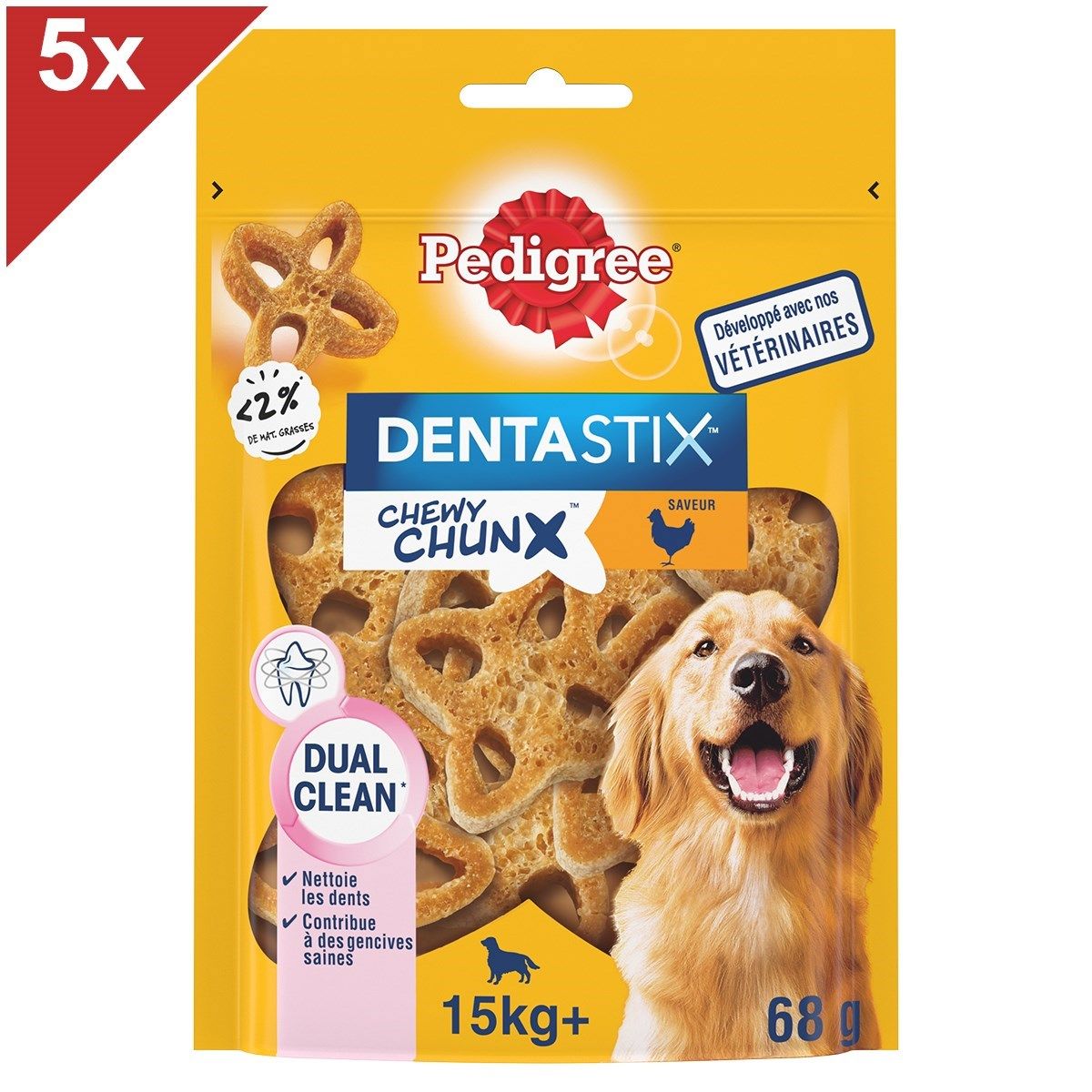 Pedigree Dentastix Chewy Chunx Friandises À Mâcher Pour Chien De +15kg 5x68g