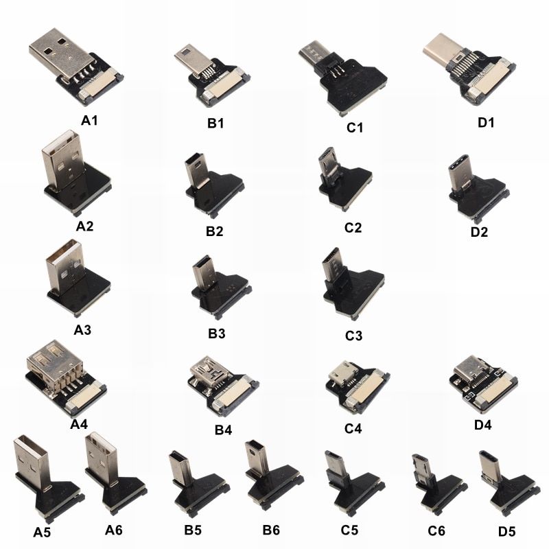 25cm ffc Cable Assembled FFC Micro USB type-c FPV, câble OTG fin, plat, Flexible, Charge FPC, sortie AV, moniteur à cardan portable sans balais Nipseyteko