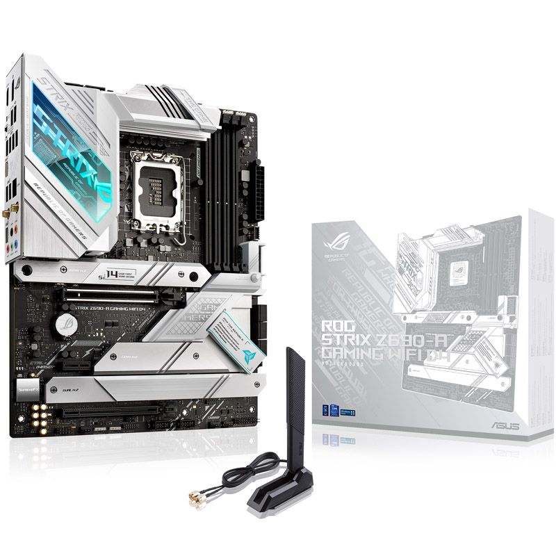 ASUS ROG STRIX Z690 A GAMING WIFI D4 Carte mère ATX Socket LGA1700 Z690 Chipset USB C Gen2 USB 3.2 Gen 1 USB 3.2 Gen 2 USB C Gen 2x2 2.5 Gigabit LAN Wi Fi 6 Bluetooth carte...