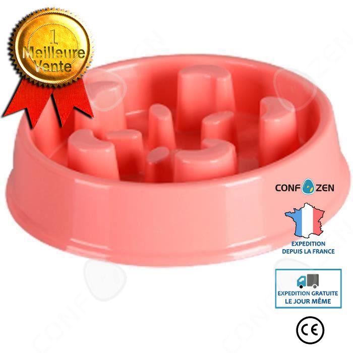 Comparer les prix de Gamelle Anti Glouton Chien Chat, Gamelle Pour Chien Chat, Distributeur Nourriture Croquettes Chiens, Prévention D'obèse - Rose