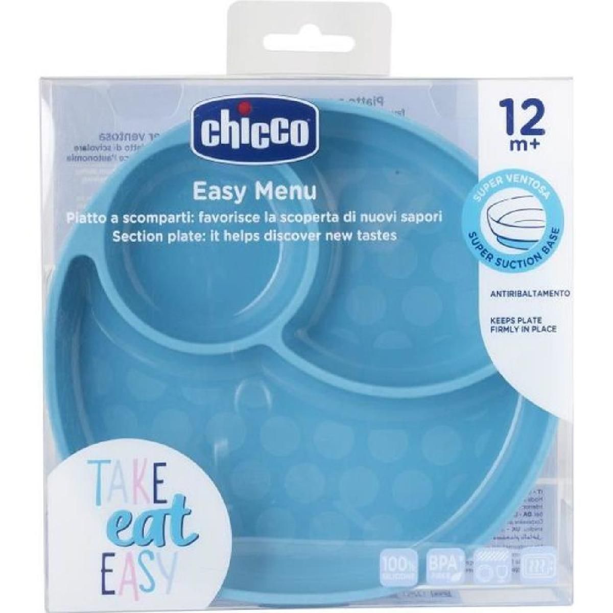 Chicco Plat A Compartiment En Silicone Avec Ventouse 12m+