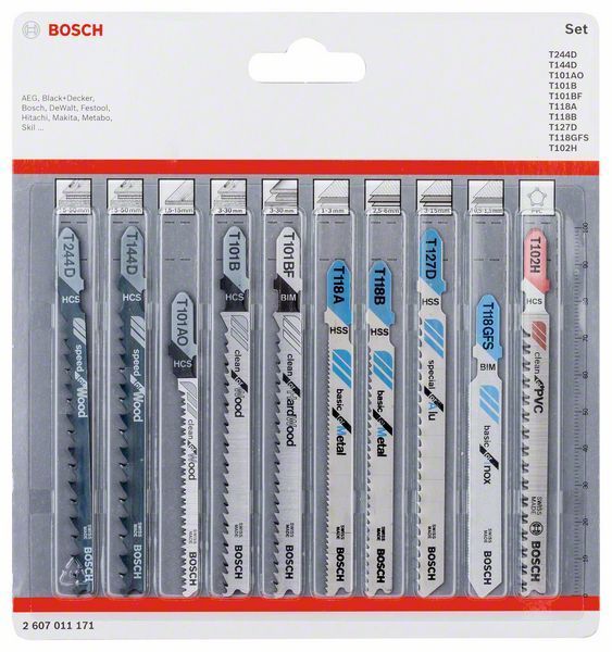 Bosch Professional Lames de scie sauteuse All in One jeux de 10 pièces 2607011171