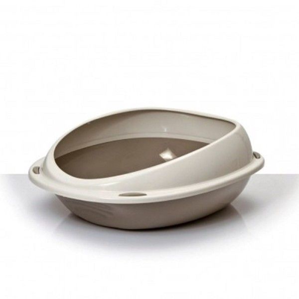 Trade Shop - Bac À Litière Ouvert Pour Chats Navette Avec Bords Surélevés Anti-Salissures 57 Cm Gris