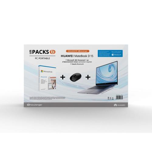 Ordinateur Portable Huawei Pack Matebook D 15 + Souris + Ms365Perso