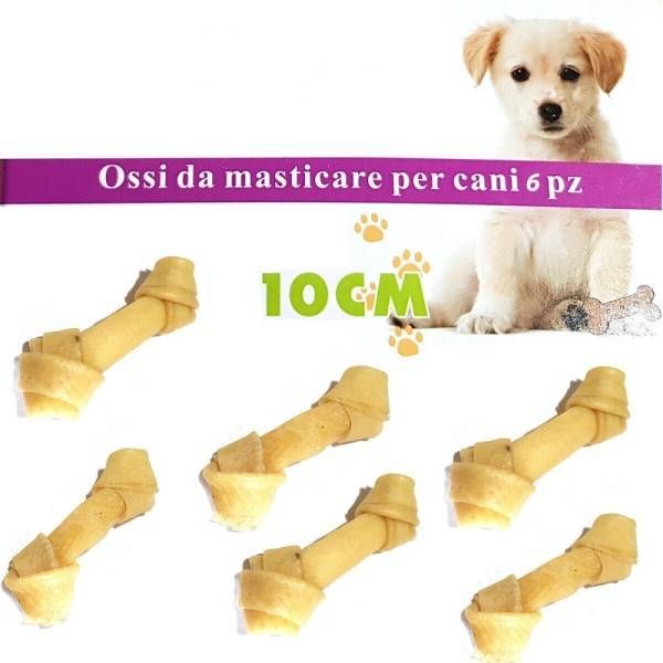 Trade Shop - Kit 6 Os À Mâcher Chien Cuir 10cm Snacks Noués Hygiène