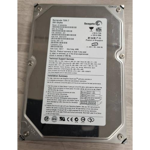 Seagate Barracuda 7200.7 Plus - Disque Dur - 200 Go - Interne - 3.5" - Ata-100 - 7200 Tours/Min - Mã©Moire Tampon : 8 Mo
