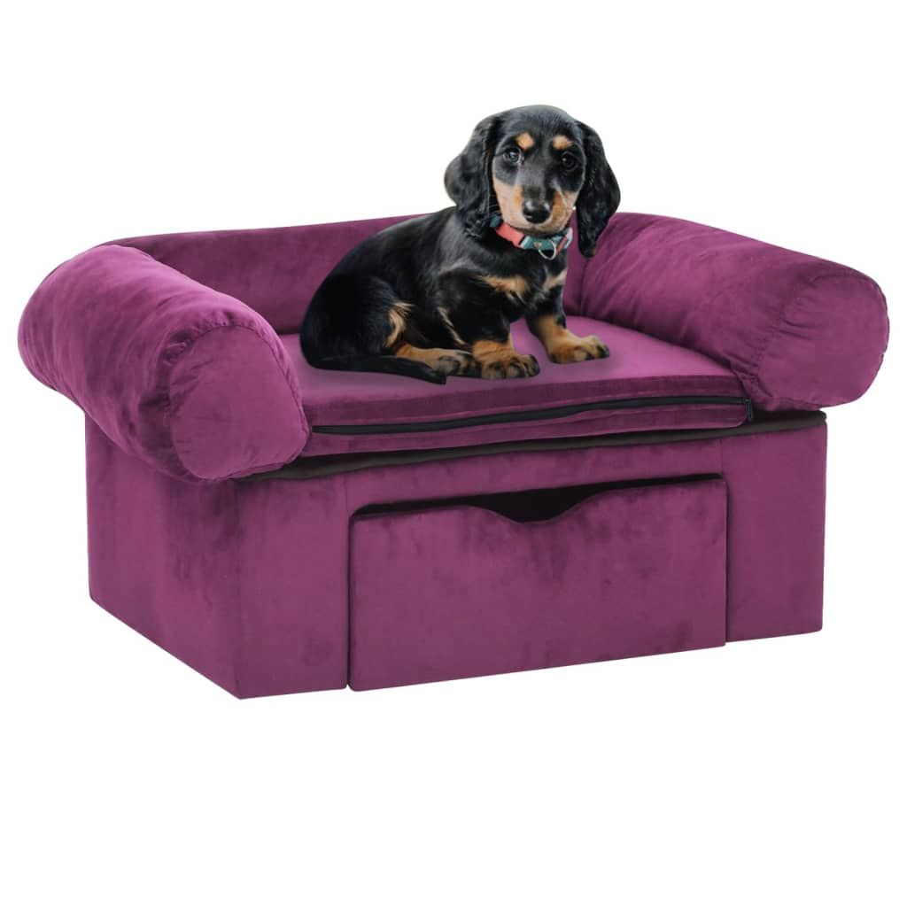 Meilleurs prix pour Vidaxl Canap¿¿ Pour Chien Avec Tiroir Bordeaux 75x50x38 Cm Peluche