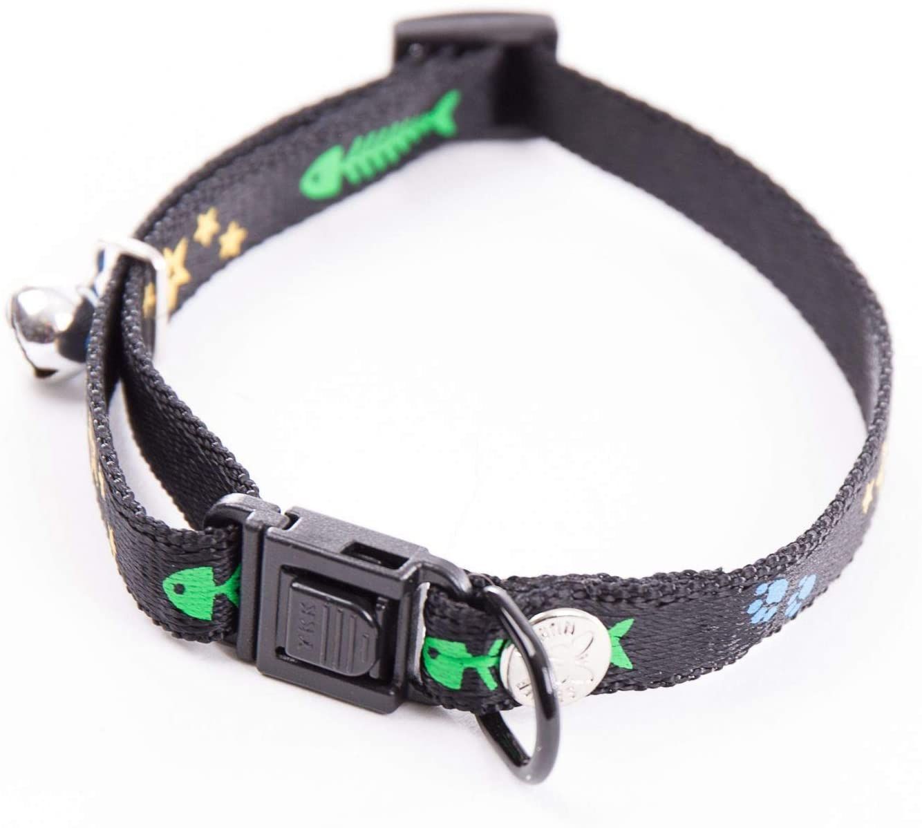 Comparer les prix de Collier Pour Chat - Nylon - Fish & Stars Noir (25/35cm X 10mm)