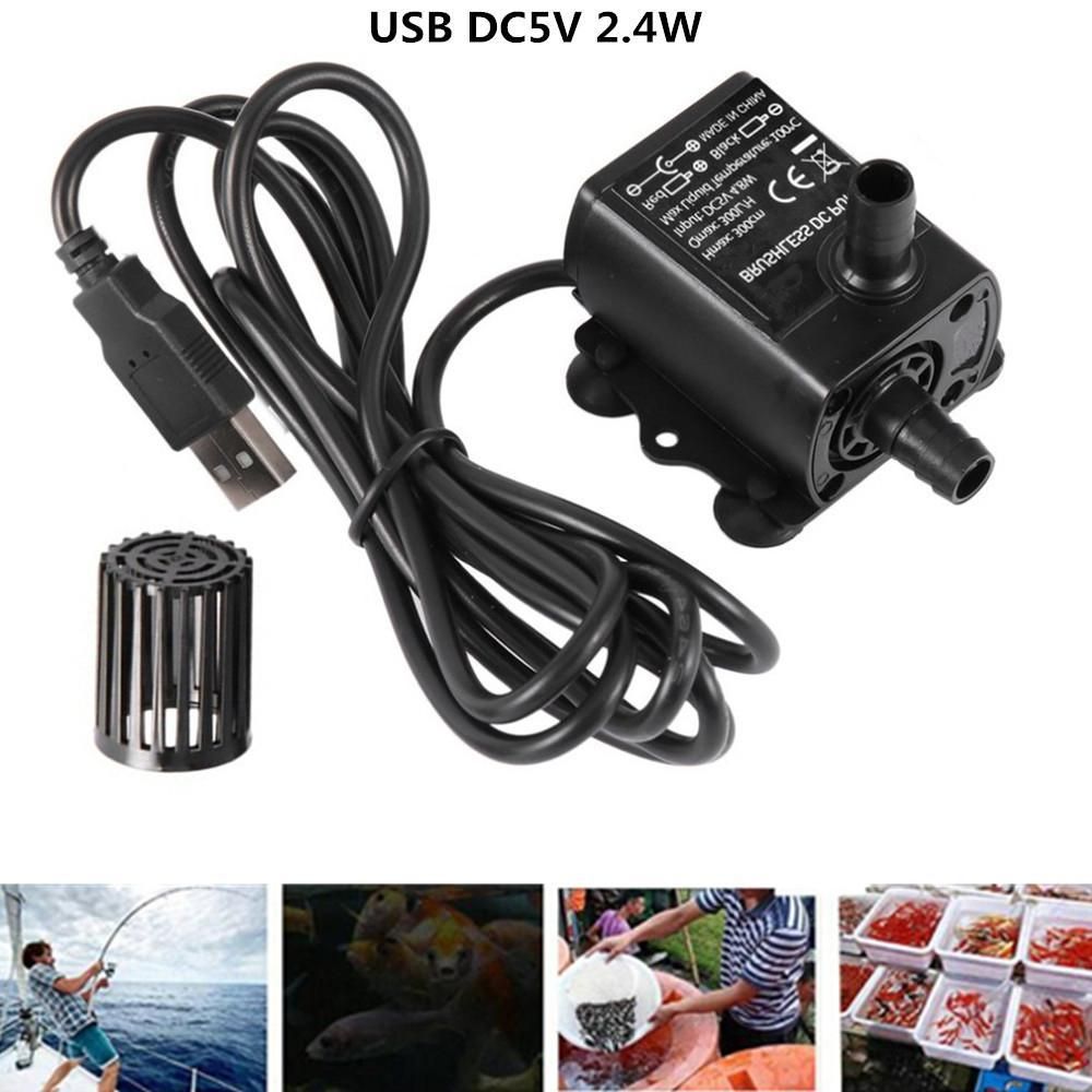 Mini Pompe À Eau Sans Balais, Usb, 5v, 2.4w, Ultra Silencieuse, 250l/H, Ascenseur 200cm, Fontaine Submersible, Circulation Pour Aquarium