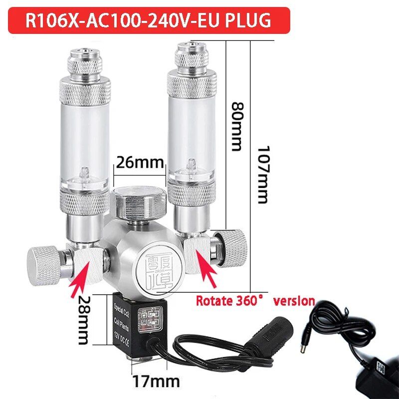 Régulateur De Co2 D'aquarium Avec Électrovanne,Système De Contrôle De Compteur De Bulles,Kit De Plantes Aquatiques,Réservoir De Poisson,Réduction De Pression De Co2 - Type R106x-Ac100-240v-Eu-G5-8