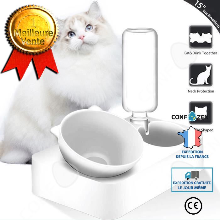 Meilleurs prix pour En 1 Gamelle Pour Chat Surélevé Avec Distributeur Automatique Alimentation Réglable