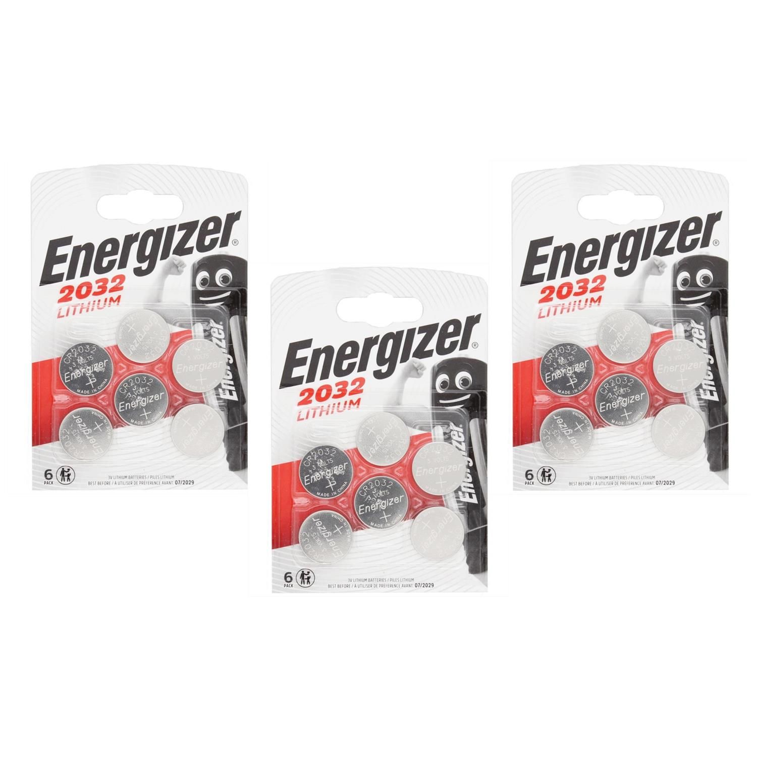 ENERGIZER Lot de 3 x 6 piles bouton Lithium CR2032 3V