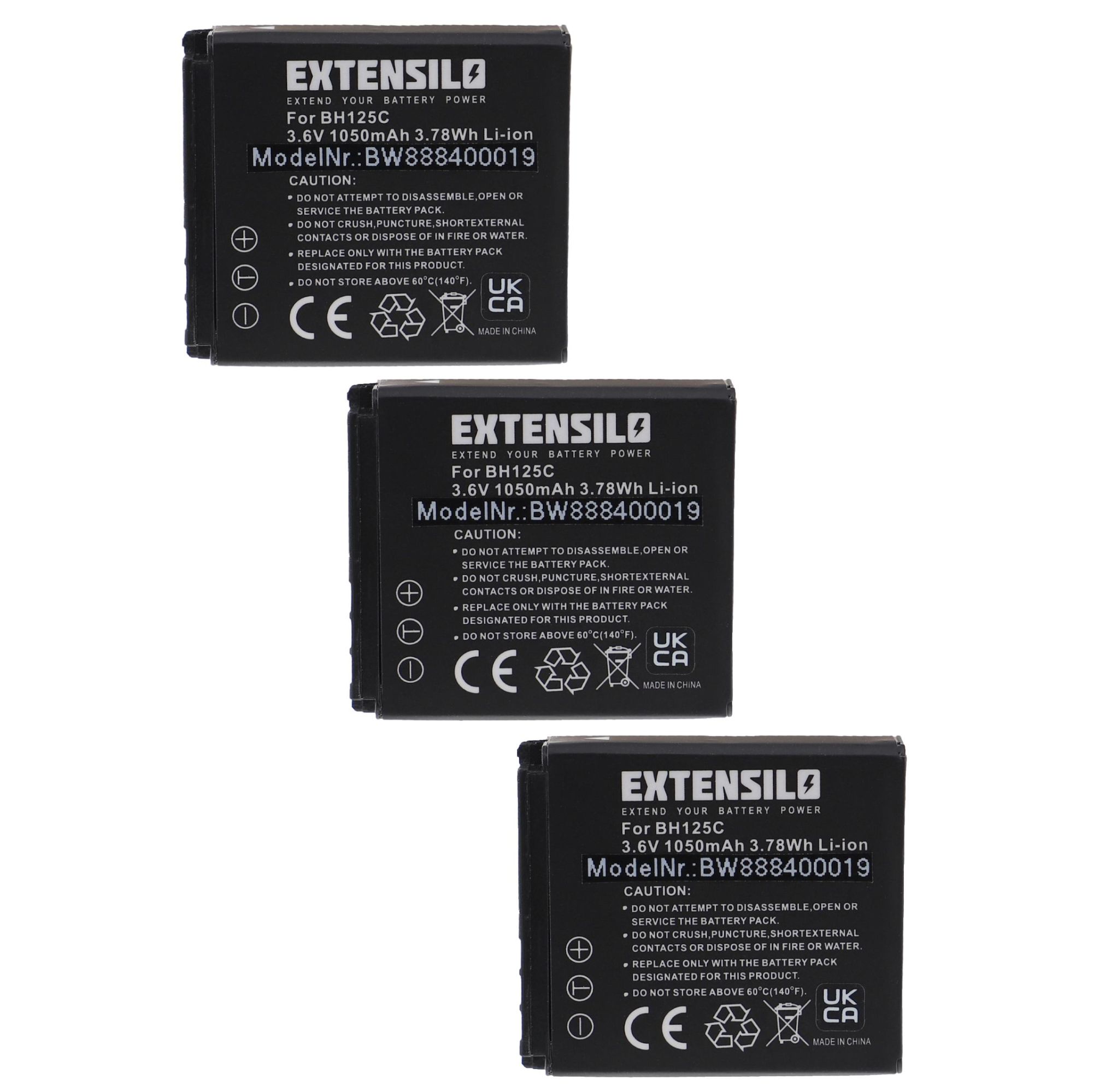 EXTENSILO 3x Batteries compatible avec Kodak Pixpro SP360 4K caméra de sport, appareil photo, reflex numérique (1050mAh, 3,6V, Li-ion)