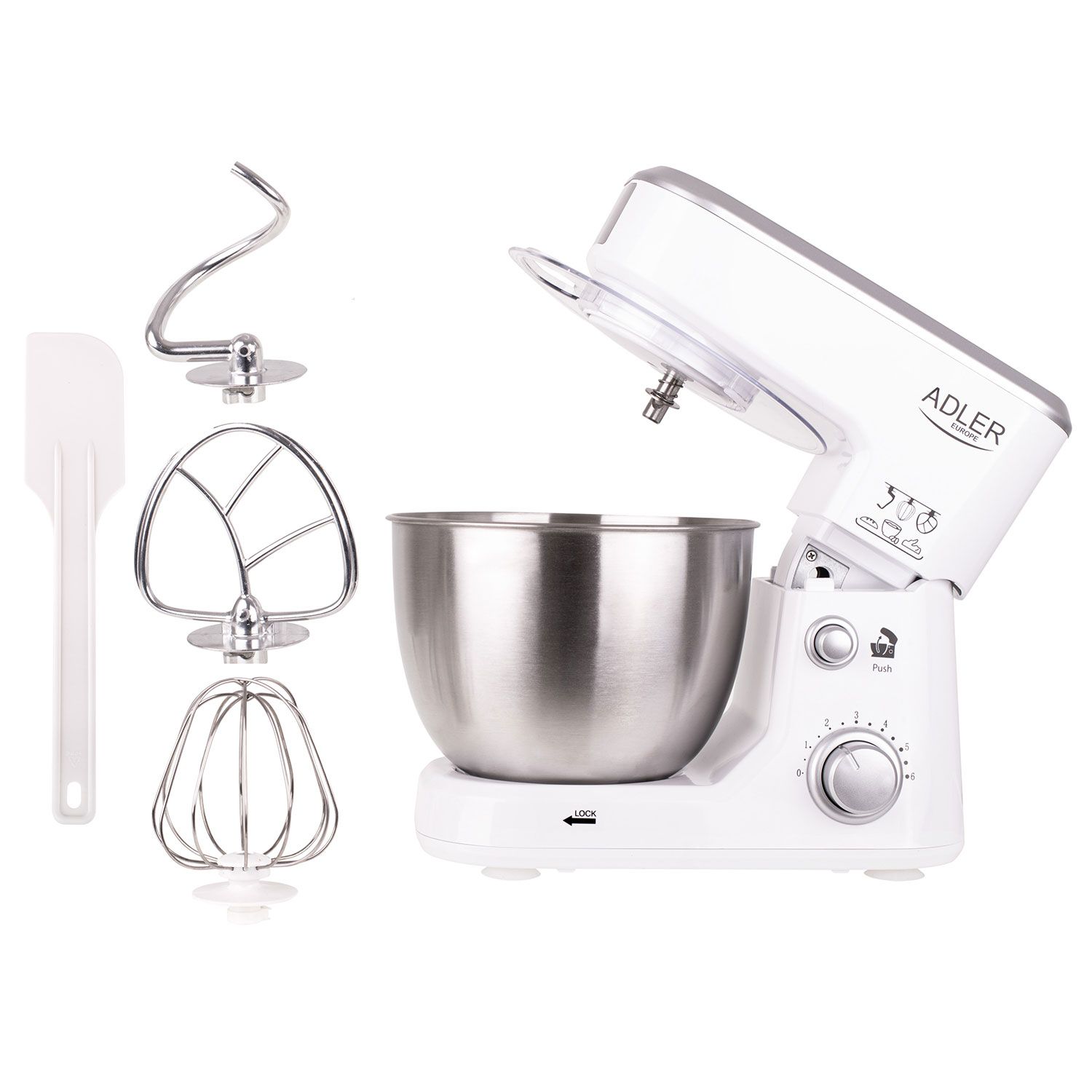 Robot Pâtissier Boulangerie Cuisine Ménager Multifonction Bol Adler AD4216