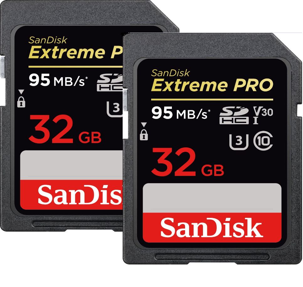 Paquet De Deux Carte Mémoire SDHC Sandisk Extreme Pro jusqu'à 95 Mo/ UHS I Classe 10 U3 V30 2PCSPACK