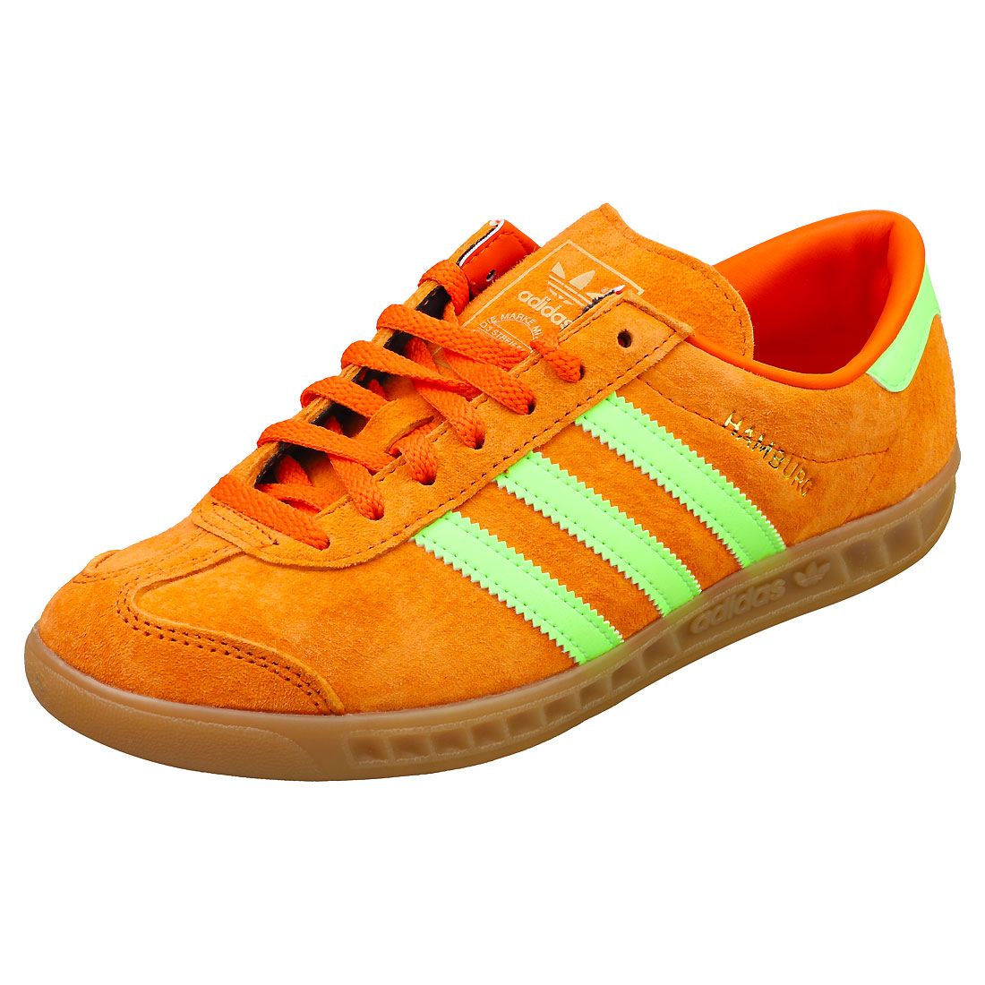 Chaussures Adidas Hamburg Unisexe - Baskets En Daim Et Synthétique, Orange Vert - 39 1/3